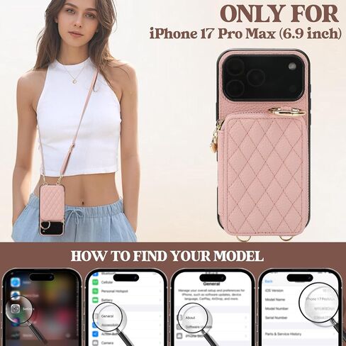for iPhone 17 Pro Max Case Wallet, RFID Blocking PU Leather Zipper Handbag Purse Flip Cover, Kickstand Folio with Slots Holder Strap Lanyard 5G 6.9 Inch (Black, for iPhone 17 Pro Max Case) in Saudi Arabia