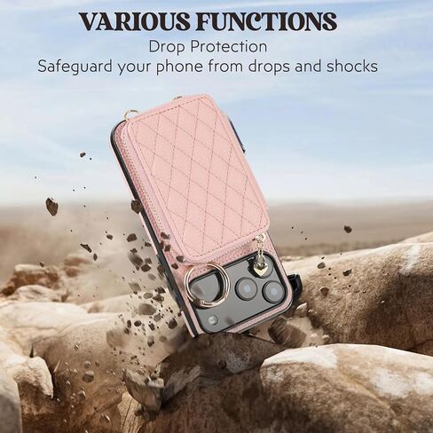 for iPhone 17 Pro Max Case Wallet, RFID Blocking PU Leather Zipper Handbag Purse Flip Cover, Kickstand Folio with Slots Holder Strap Lanyard 5G 6.9 Inch (Black, for iPhone 17 Pro Max Case) in Saudi Arabia