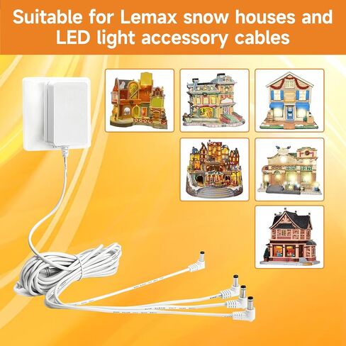 4.5V Power Adapter White 4 Outputs for Lemax Lighted Accessory 94566 94563 94564 94565 74295 74269 74707 84428 44242 Christmas Halloween Village Lights Micro Lighting Building Decor in Saudi Arabia