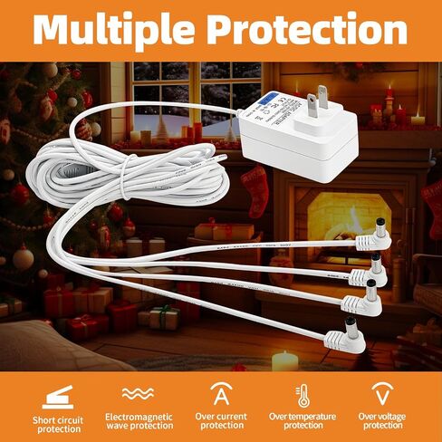 4.5V Power Adapter White 4 Outputs for Lemax Lighted Accessory 94566 94563 94564 94565 74295 74269 74707 84428 44242 Christmas Halloween Village Lights Micro Lighting Building Decor in Saudi Arabia