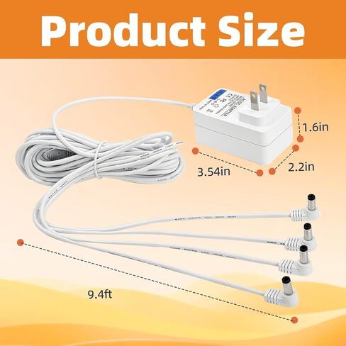4.5V Power Adapter White 4 Outputs for Lemax Lighted Accessory 94566 94563 94564 94565 74295 74269 74707 84428 44242 Christmas Halloween Village Lights Micro Lighting Building Decor in Saudi Arabia