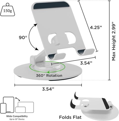 Uncaged Ergonomics 360° Swivel Rotating Adjustable Phone Stand for Desk, Portable & Foldable Cell Phone Stand for Desk, Compact Mobile Stand for Tabletop, Office, Kitchen & Bedroom (Black) in Saudi Arabia