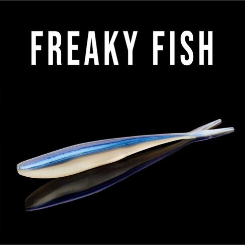 Lunker City Fishing 4.5" Freaky Fish Split Tail Soft Plastic Minnow Bass Lure Stick Bait Shad Jerkbait, 8 Per Bag, Made in The USA in Kuwait