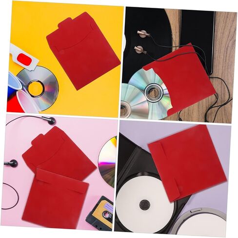 Luxshiny 10 قطع Cd DVD أكمام ورقية حمراء لتخزين القرص لمصوري الزفاف ومواد الإعلان والتنظيم in Kuwait