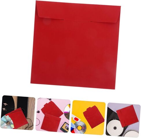 Luxshiny 10 قطع Cd DVD أكمام ورقية حمراء لتخزين القرص لمصوري الزفاف ومواد الإعلان والتنظيم in Kuwait