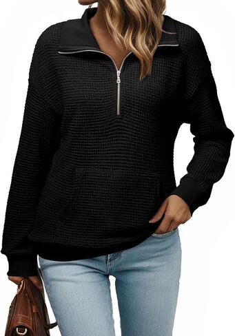 Dokotoo Womens Oversized Sweatshirts Quarter Zip Pullover Women 2025 Fall Fashion Long Sleeve Tops Outfits Clothes in Saudi Arabia