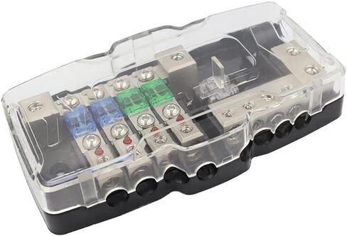 0/4GA مدخل 4-Way Camper Car Audio Distribution Block مع الأرض، 30A 60A 80A Fuse للسيارات وسيارات الدفع الرباعي والحافلات وRVs واليخوت والسفن، كتلة توزيع صندوق فيوز ANL صغير متعدد الوظائف in Kuwait