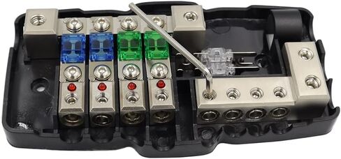 0/4GA مدخل 4-Way Camper Car Audio Distribution Block مع الأرض، 30A 60A 80A Fuse للسيارات وسيارات الدفع الرباعي والحافلات وRVs واليخوت والسفن، كتلة توزيع صندوق فيوز ANL صغير متعدد الوظائف in Kuwait