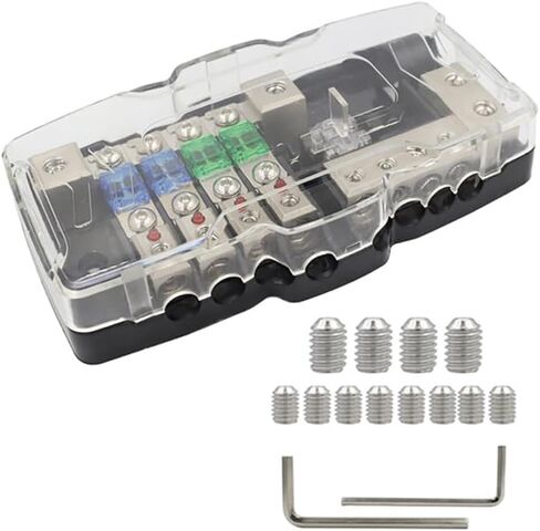 0/4GA مدخل 4-Way Camper Car Audio Distribution Block مع الأرض، 30A 60A 80A Fuse للسيارات وسيارات الدفع الرباعي والحافلات وRVs واليخوت والسفن، كتلة توزيع صندوق فيوز ANL صغير متعدد الوظائف in Kuwait