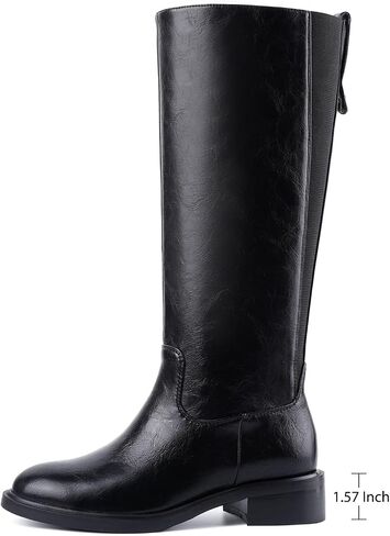 Knee High Boots for Women Round Toe Wide Calf Chunky Low Heel Pull On Riding Boots Comfortable Tall Campus Boots in Saudi Arabia