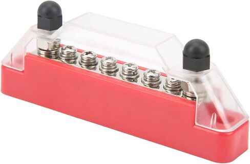 6 Way Circuit Fuse Block, 2 M6 Terminal Post 6 M4 Wiring Screw Fuse for Car RV Marine, with Transparent Cover Dust Proof Design (Black) in Saudi Arabia