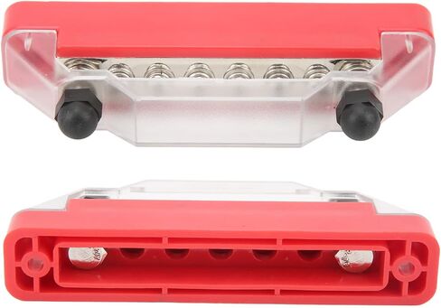 6 Way Circuit Fuse Block, 2 M6 Terminal Post 6 M4 Wiring Screw Fuse for Car RV Marine, with Transparent Cover Dust Proof Design (Black) in Saudi Arabia