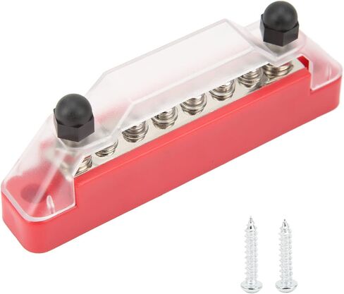 6 Way Circuit Fuse Block, 2 M6 Terminal Post 6 M4 Wiring Screw Fuse for Car RV Marine, with Transparent Cover Dust Proof Design (Black) in Saudi Arabia