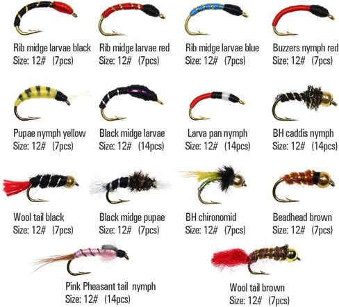 Fly Fishing Flies Assortment, 147pcs/133pcs/126pcs Fly Fishing Lures, Dry/Wet/Nymph/Streamer Flies, Trout/Panfish/Bass Fishing in Saudi Arabia