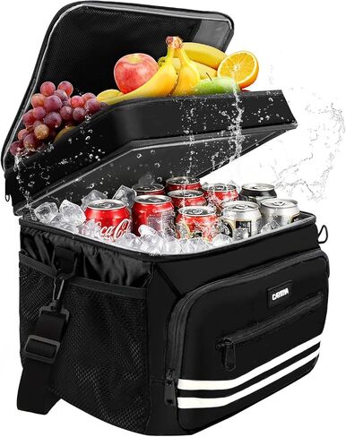 Insulated Lunch Box for Men & Women - 26L X Large Lunch Bag, Leak-Proof Cooler Lunch Bag, Adjustable Strap, Ideal for Work, Picnic, Travel 14.6"×11.5"×9.5" (Black) in Saudi Arabia