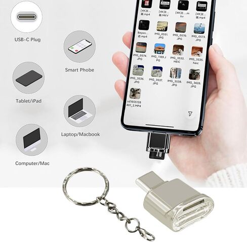 Type C Micro SD/TF Card Reader with Keychain,Memory Reader,Type C Card Reader Adapter(Silver) in Saudi Arabia