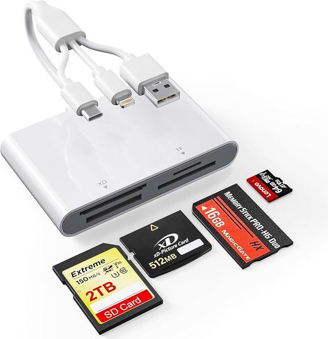 محول Memory Stick Pro Duo - SD/MS/XD/TF Sony Cybershot SD Memory Stick Pro Duo Reader لهاتف iPhone 17 16 15 14/Android/PC، محول كاميرا رقمية 4 في 1 لبطاقة الذاكرة in Kuwait