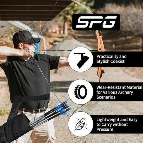 جعبة الورك SPG للرماية - جعبة السهم مع حامل سهم جعبة نظام مولي مع حقيبة سهم حزام خصر قابل للتعديل لممارسة صيد القوس الطويل in Kuwait