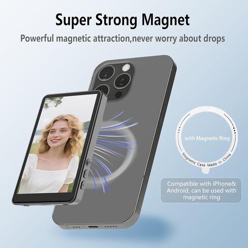 Vlog Selfie Monitor Screen, Wireless Magnetic Screen Mirroring for iPhone & Android, 4K/1080p Back Camera Vlog Monitor with Bluetooth Remote for Live Stream/TikTok & YouTube in Saudi Arabia