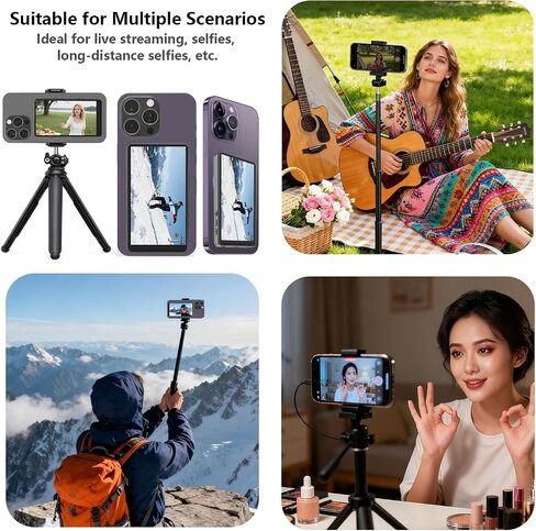 Vlog Selfie Monitor Screen, Wireless Magnetic Screen Mirroring for iPhone & Android, 4K/1080p Back Camera Vlog Monitor with Bluetooth Remote for Live Stream/TikTok & YouTube in Saudi Arabia