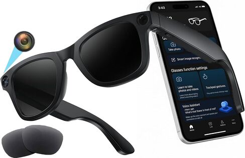 AI Smart Glasses with Camera, 1080P Video Recording, AI Real-Time Translation, Bluetooth Open-ear Audio, Voice Assistant, Hands-Free Calls, Recording & Vlog, Smart Travel Glasses for Women and Men in Saudi Arabia