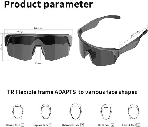 Sports Smart Sunglasses, Bluetooth Cycling Glasses with UV400 Polarized Lenses, Open Ear Music Speakers, Built-in Mic, Voice Assistant,Smart Glasses for Running & Outdoor Activities(Colorful) in Kuwait