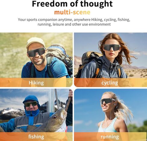 Sports Smart Sunglasses, Bluetooth Cycling Glasses with UV400 Polarized Lenses, Open Ear Music Speakers, Built-in Mic, Voice Assistant,Smart Glasses for Running & Outdoor Activities(Colorful) in Kuwait