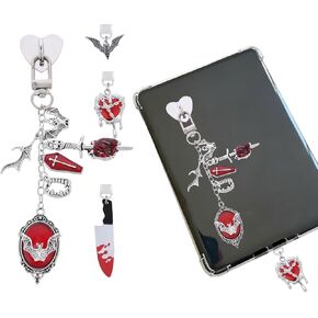 Halloween Dust Plug Charm Chains for Kindle - 4Pcs Fantasy Dragon Wings Type C Dustplug & Chain Bracelet Strap Decorating Accessories, Gifts for E-Reader Book Lovers Women Men in Saudi Arabia