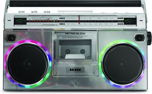 ION Audio Retro Glow Boombox - Deluxe Stereo AM/FM Radio Cassette Dual Speakers with Full-Range Bass (Renewed) in Saudi Arabia