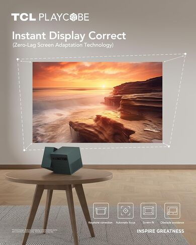 TCL PlayCube 1080P FHD DLP Projector, GTV Portbale Projector with Netflix Certified, 750 ISO Lumens, 4K Supported, 3h Playtime with Built-in 66Wh Battery, Up to 150'' Screen, Auto Focus & Keystone in Saudi Arabia