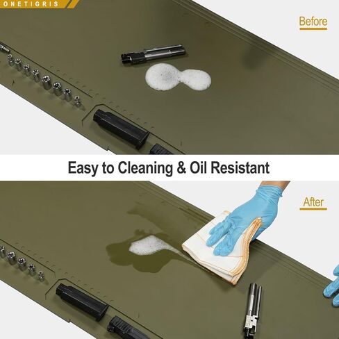 ONETIGRIS Gun Clean Mat Magnectic for Table, Extra Large 48"x16" for AR 1911 Rifle Anti-Slip Rubberized Repair Mat for Gun Parts, Protects Work Surface from Solvents and Oils in Saudi Arabia