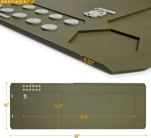ONETIGRIS Gun Clean Mat Magnectic for Table, Extra Large 48"x16" for AR 1911 Rifle Anti-Slip Rubberized Repair Mat for Gun Parts, Protects Work Surface from Solvents and Oils in Saudi Arabia