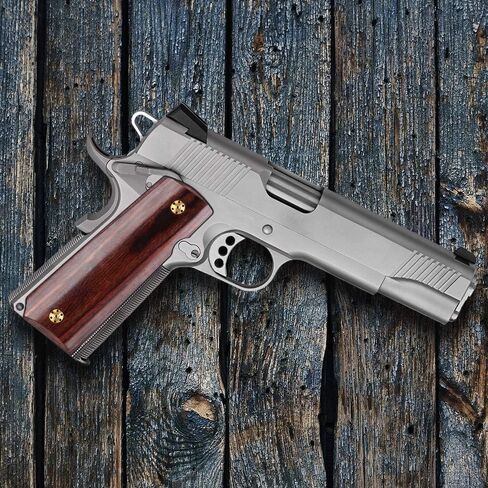 Cool Hand 1911 Full Size Grips, Government/Commander, High Polished Wood, Gold Gun Grips Screws Included, Mag Release, Ambi Safety Cut, 1/4" Thin in Saudi Arabia
