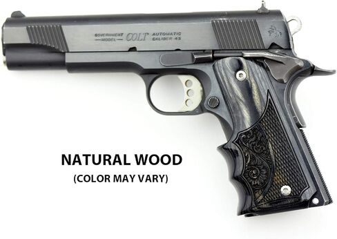 Altamont 1911 Grips - Fingergroove - Full Size 1911 Real Wood Gun Grips w. Ambi Safety fits Most Commander, Standard & Government 1911 Models - Made in USA in Saudi Arabia