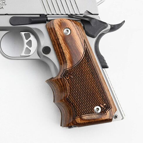 Altamont 1911 Grips - Fingergroove - Full Size 1911 Real Wood Gun Grips w. Ambi Safety fits Most Commander, Standard & Government 1911 Models - Made in USA in Saudi Arabia