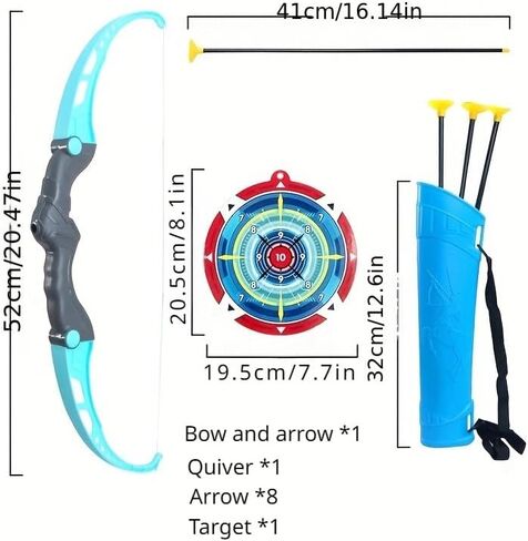 Kids Bow and Arrow Set Age 4-6 | Outdoor Toy with 8 Safety Arrows|Blue Orange Archery Gift for Boys Girls Birthday Party (Orange) in Saudi Arabia