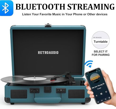 مشغل تسجيلات فينيل ثلاثي السرعات مزود بتقنية البلوتوث، مشغل تسجيلات محمول بحزام مع مكبري صوت استريو مدمجين، مشغل تسجيلات فونوغراف دوار عتيق من الفينيل مع مخرج خط RCA ومخرج AUX in Kuwait