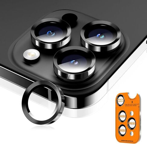 واقي عدسة الكاميرا لهاتف iPhone 17 Pro Max/17 Pro/16 Pro Max/16 Pro/15 Pro Max/15 Pro/14 Pro Max/14 Pro، غطاء كاميرا فردي معدني من الزجاج المقسى [مضاد للسقوط] جراب صديق للبيئة من التيتانيوم الأسود in Kuwait