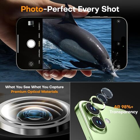 واقي عدسة الكاميرا لهاتف iPhone 17 Pro Max/17 Pro/16 Pro Max/16 Pro/15 Pro Max/15 Pro/14 Pro Max/14 Pro، غطاء كاميرا فردي معدني من الزجاج المقسى [مضاد للسقوط] جراب صديق للبيئة من التيتانيوم الأسود in Kuwait