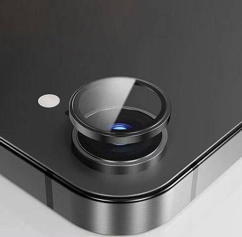 واقي عدسة الكاميرا لهاتف iPhone 16e 2025 من الزجاج المقسى، غطاء حلقي مصنوع من خليط معدني ثلاثي الأبعاد، لون أصلي مطابق تمامًا - عبوتين/أسود in Saudi Arabia