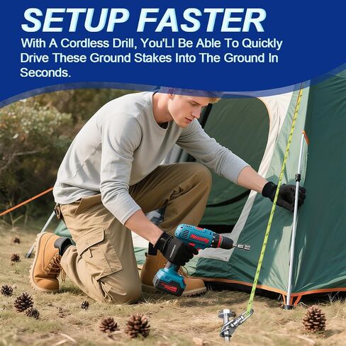 12 Inch Steel Screw in Tent Stakes,8 Pack Tent Stakes Heavy Duty,Ground Anchors Screw in,Trampoline Anchor Kit,Swing Set Anchors,Metal Threaded Camping Stakes with Hex Head Driver&Storage Bag in Saudi Arabia