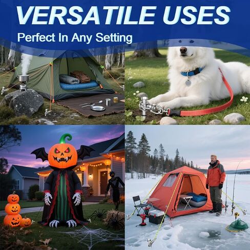 12 Inch Steel Screw in Tent Stakes,8 Pack Tent Stakes Heavy Duty,Ground Anchors Screw in,Trampoline Anchor Kit,Swing Set Anchors,Metal Threaded Camping Stakes with Hex Head Driver&Storage Bag in Saudi Arabia