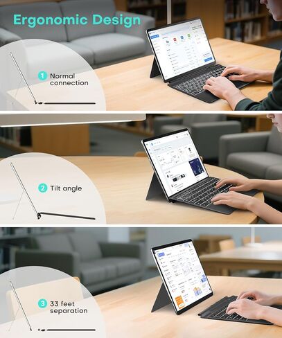 Surface Pro Keyboard, Wireless Type Cover for Microsoft Surface Pro 11/10/9/8/X 13 inch, Ultra-Slim Portable Magnetic Bluetooth Keyboard with 7 Color Backlit, Pen Holder, Trackpad in Saudi Arabia