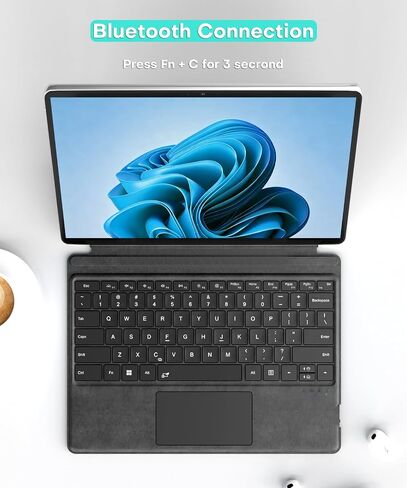Surface Pro Keyboard, Wireless Type Cover for Microsoft Surface Pro 11/10/9/8/X 13 inch, Ultra-Slim Portable Magnetic Bluetooth Keyboard with 7 Color Backlit, Pen Holder, Trackpad in Saudi Arabia