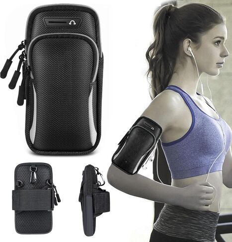 Phone Holder Arm Bands, Small Crossbody Shoulder Holsters Bag with Arm Band,Arm Band Sleeve Fit Sport Gym Hiking Black (Black) in Kuwait
