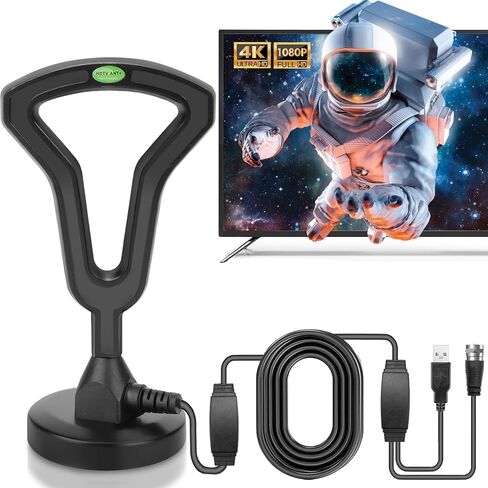 هوائي داخلي للتلفزيون الذكي 2025 HIDB، مناسب للاستقبال لمسافات طويلة لجميع القنوات المحلية، يدعم 4K 1080P، مع قاعدة مغناطيسية قوية لسهولة التركيب، كابل محوري بطول 16 قدم. in Kuwait