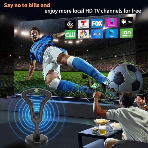 هوائي داخلي للتلفزيون الذكي 2025 HIDB، مناسب للاستقبال لمسافات طويلة لجميع القنوات المحلية، يدعم 4K 1080P، مع قاعدة مغناطيسية قوية لسهولة التركيب، كابل محوري بطول 16 قدم. in Kuwait