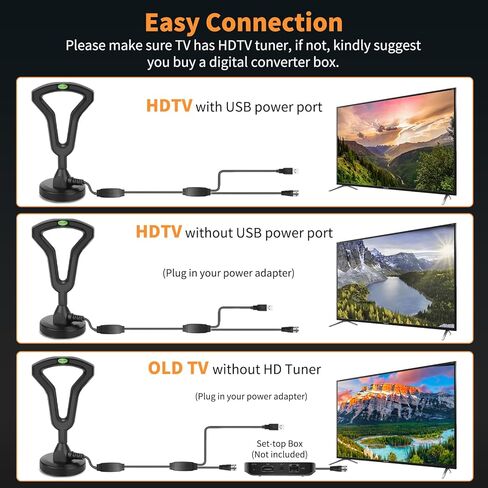 هوائي داخلي للتلفزيون الذكي 2025 HIDB، مناسب للاستقبال لمسافات طويلة لجميع القنوات المحلية، يدعم 4K 1080P، مع قاعدة مغناطيسية قوية لسهولة التركيب، كابل محوري بطول 16 قدم. in Kuwait