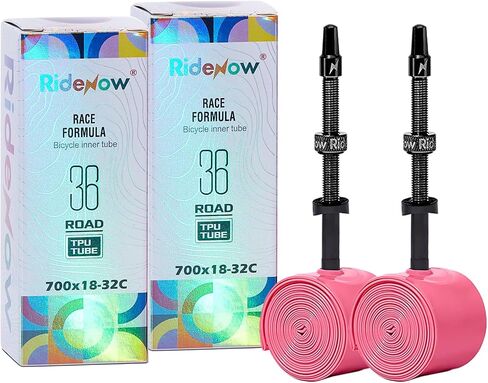 2 Pack Ridenow TPU Inner Tube 700C x 32-47C Gravel 65mm Black Metal Presta Valve with Detachable Brass Core (Include Repair Patch Kit) in Saudi Arabia