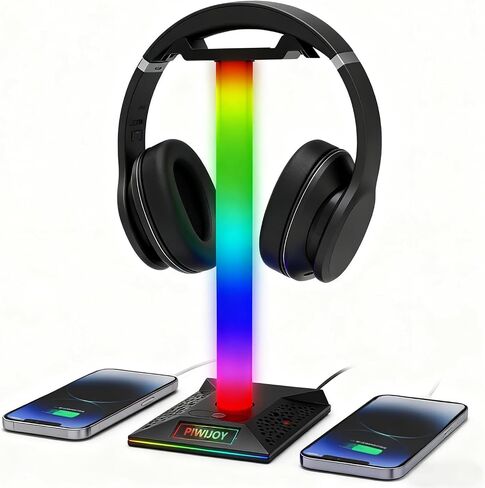 Headset and Controller RGB Stand with 10 Color Lights and Type-C Ports for PS5/PS4/Xbox Controller and Headphonesm, Gaming Desk Organizer Holder Accessories for Gaming Gift in Saudi Arabia